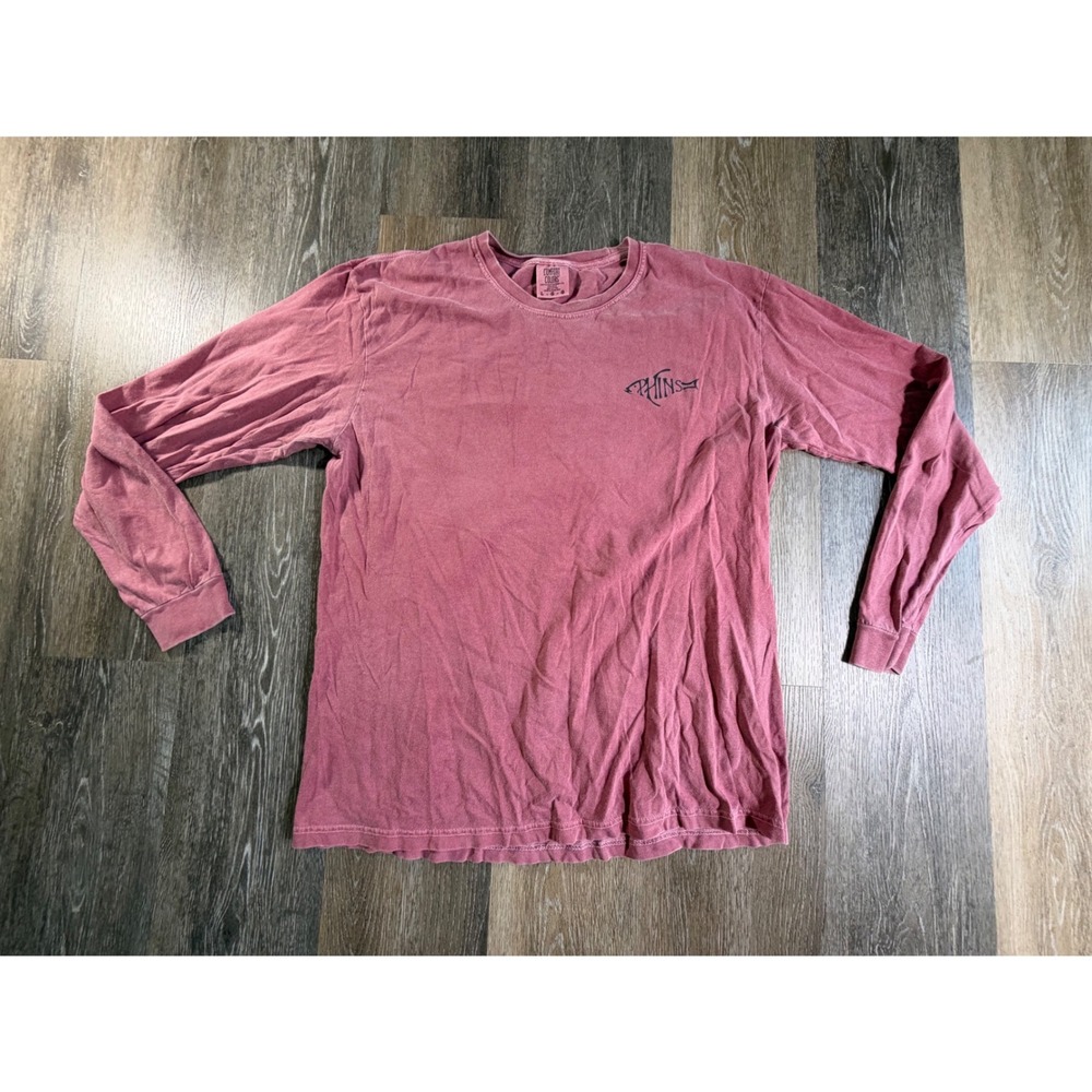 Comfort Colors Phins Shirt Mens Large Red Long Sleeve Sheepshead Fish Graphic